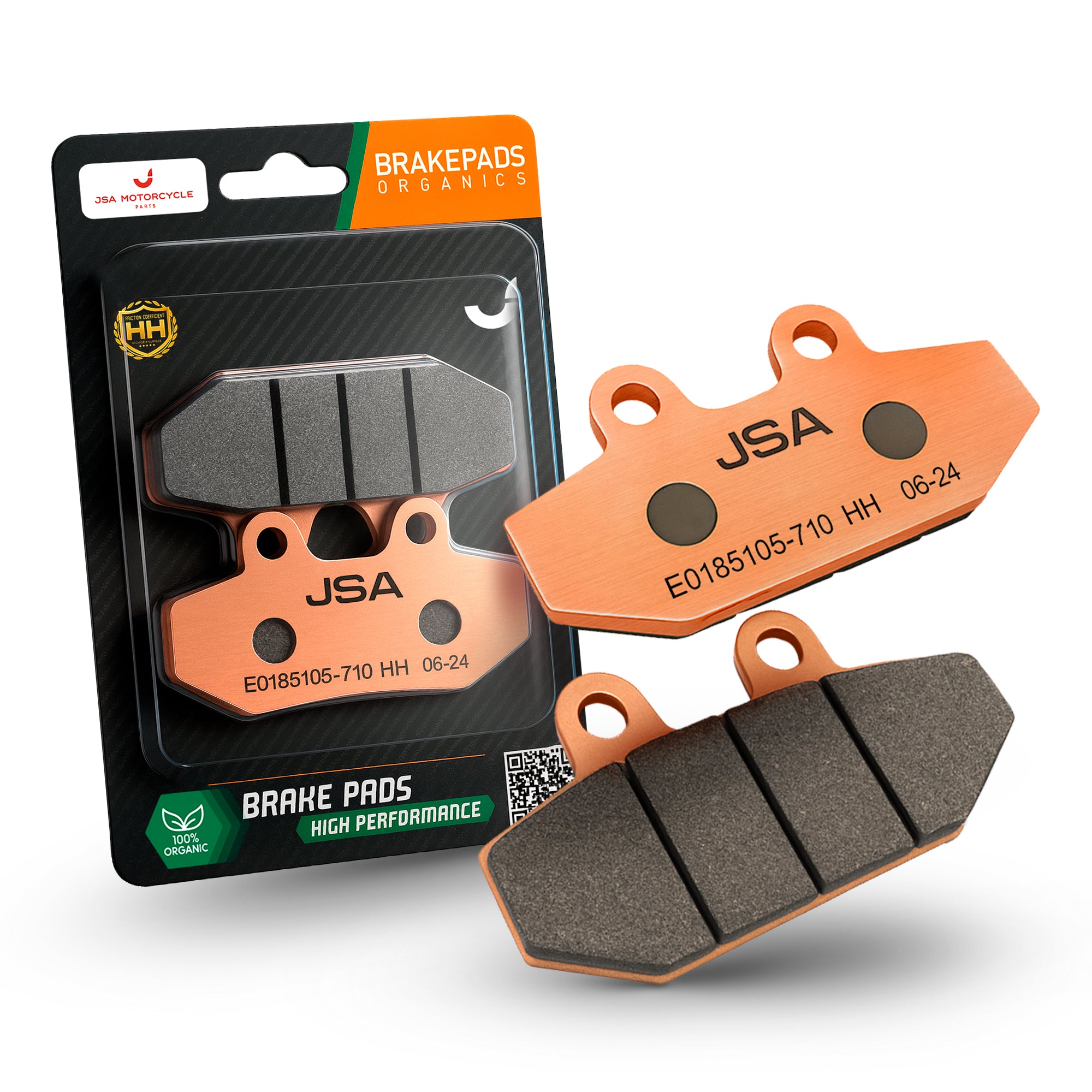 JSA Motorcycle Brake Pads Set, HH High Performance, JSA Double Carbon Compound, Copper Plate,JSA 710
