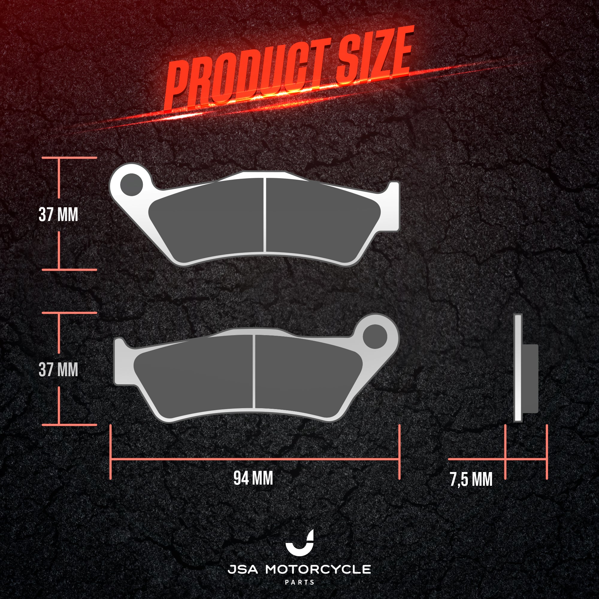 JSA Motorcycle Brake Pads Set, HH Double Aramid Compound, Copper Plate, JSA 181