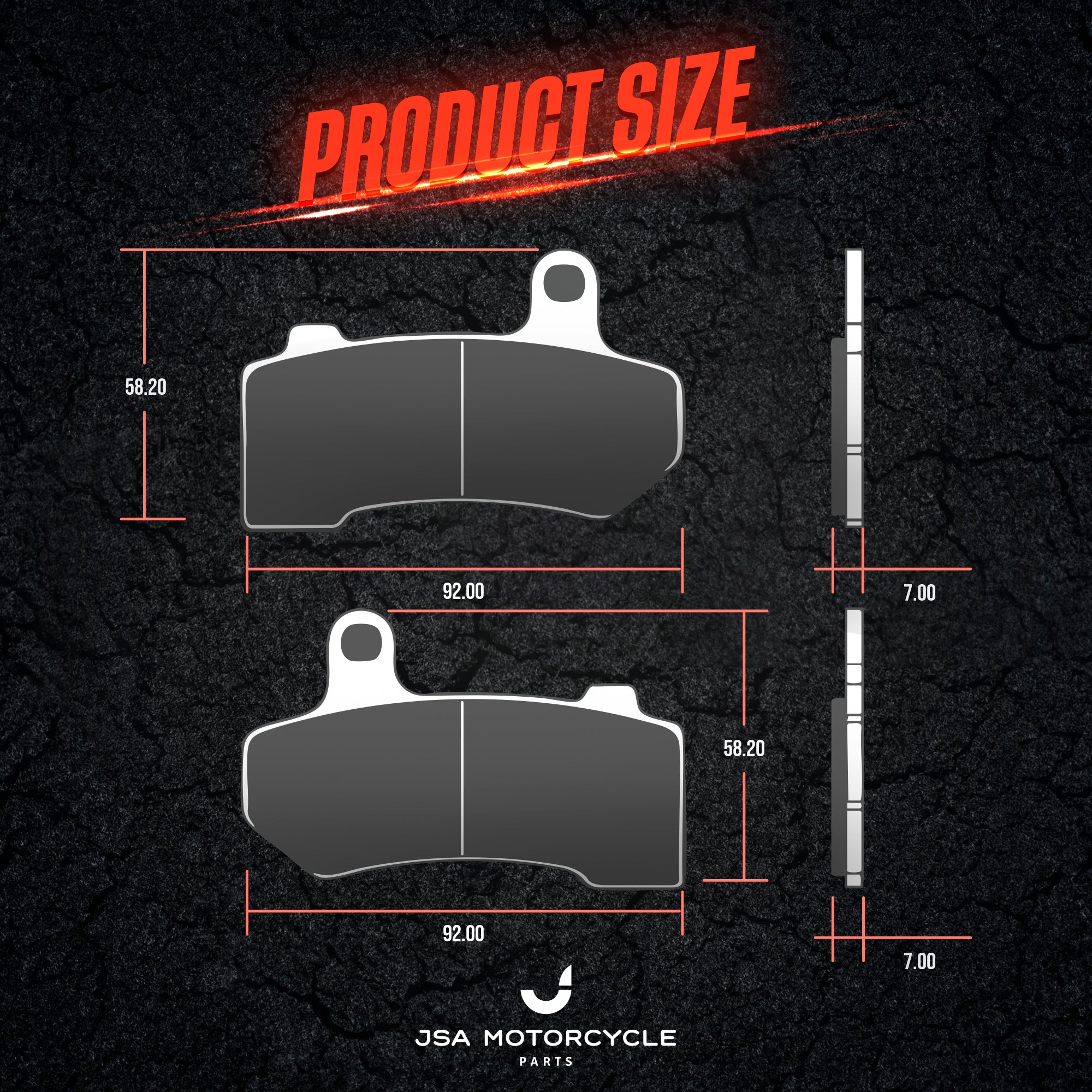 JSA Brake pads set, JSA 409, (Harley Davidson FLHR Road King F/R HH), JSA-E018596-409, Organic Friction Component, Copper-Plate
