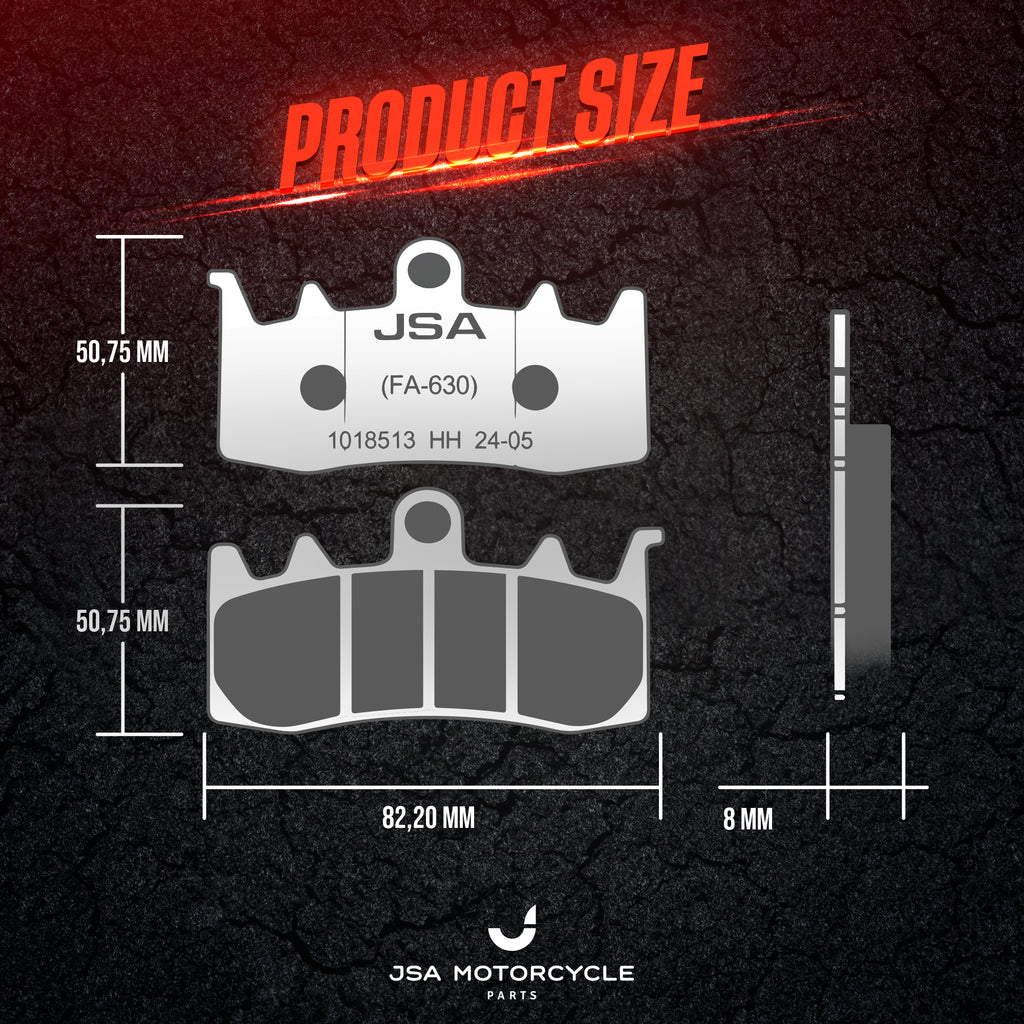 JSA Motorcycle Brake Pads Set, JSA 630, HH Double Aramid Compound, High Performance, Copper Plate.