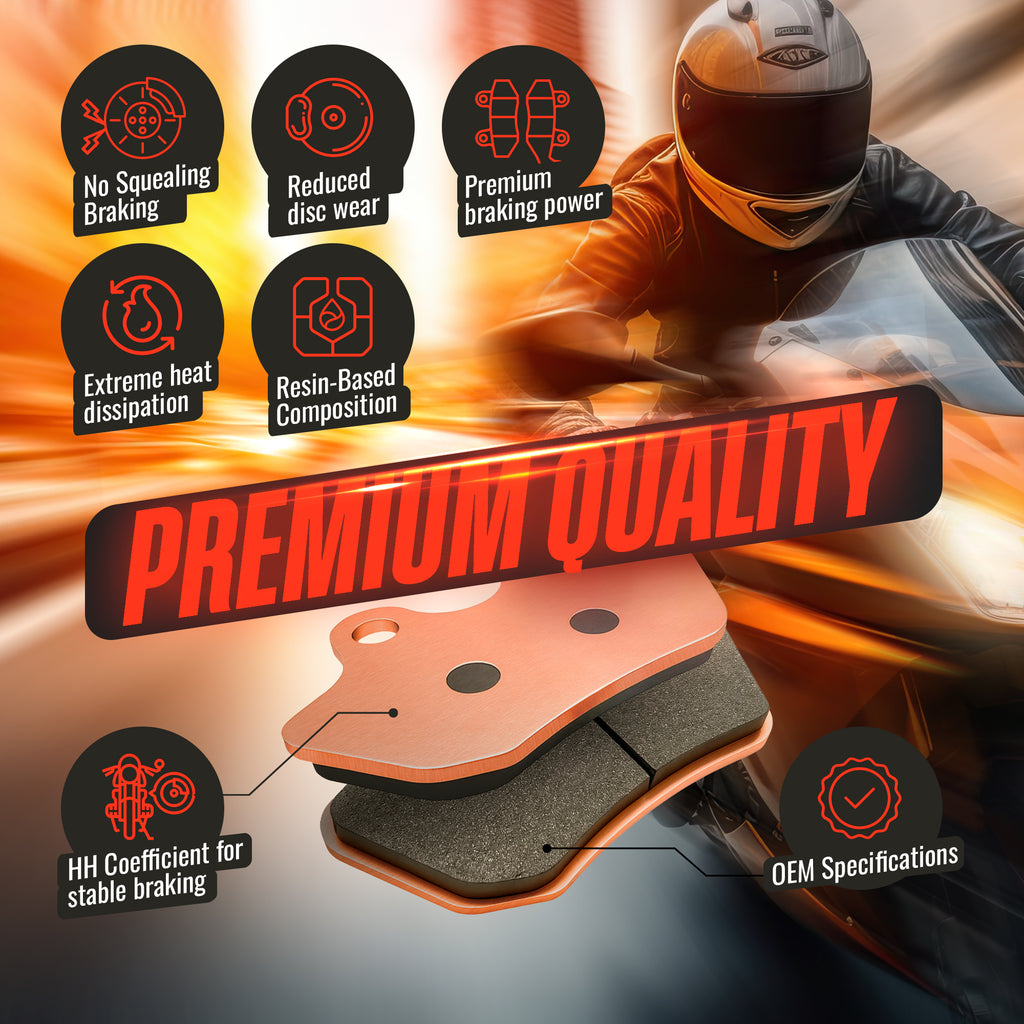 JSA Brake pads set, JSA 400, (Harley Davidson Street Glide F/R HH), JSA-E018594-400, Organic Friction Component, Copper-Plate