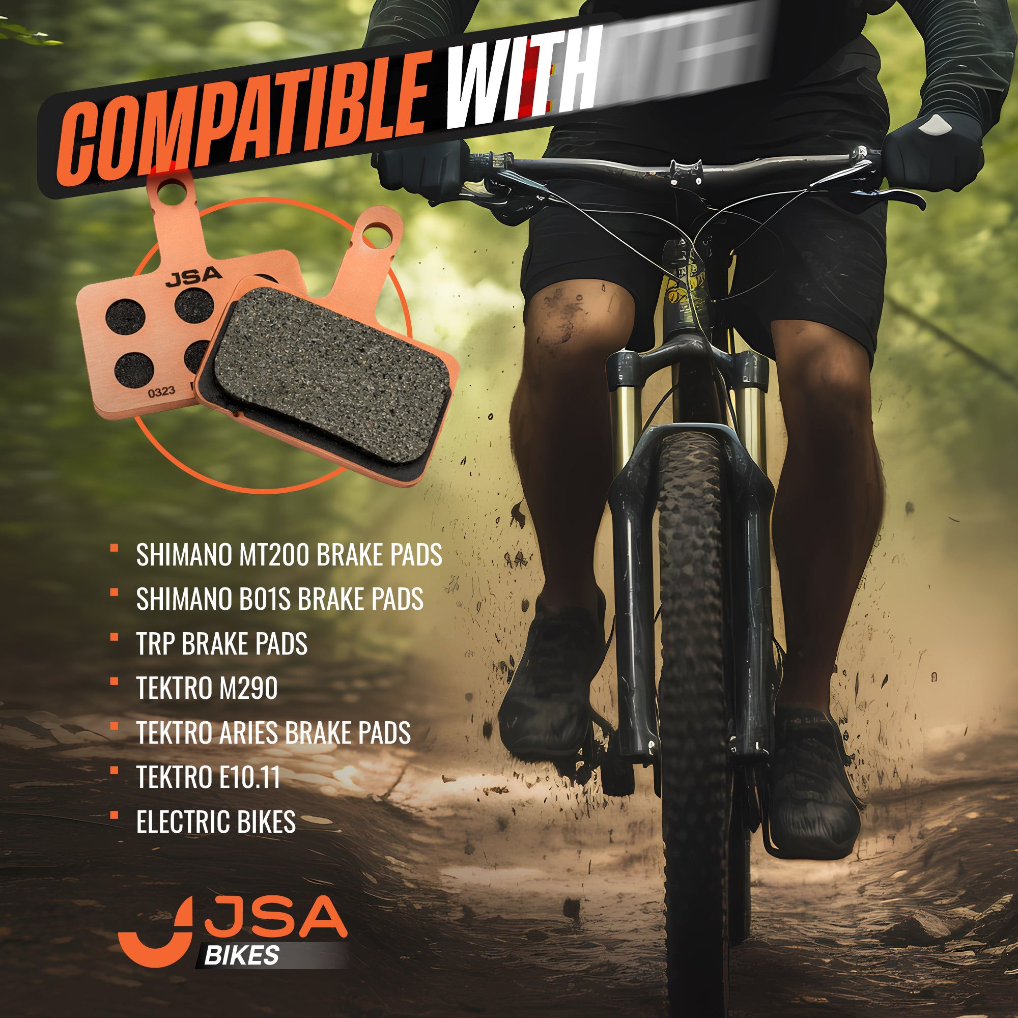 JSAB-1019202, Bycicle Brake Disc Pads, Organic Compound, Copper-Plate