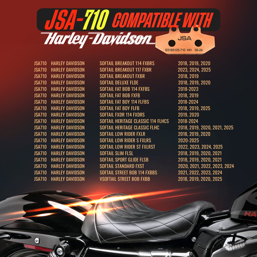JSA Motorcycle Brake Pads Set, HH High Performance, JSA Double Carbon Compound, Copper Plate,JSA 710