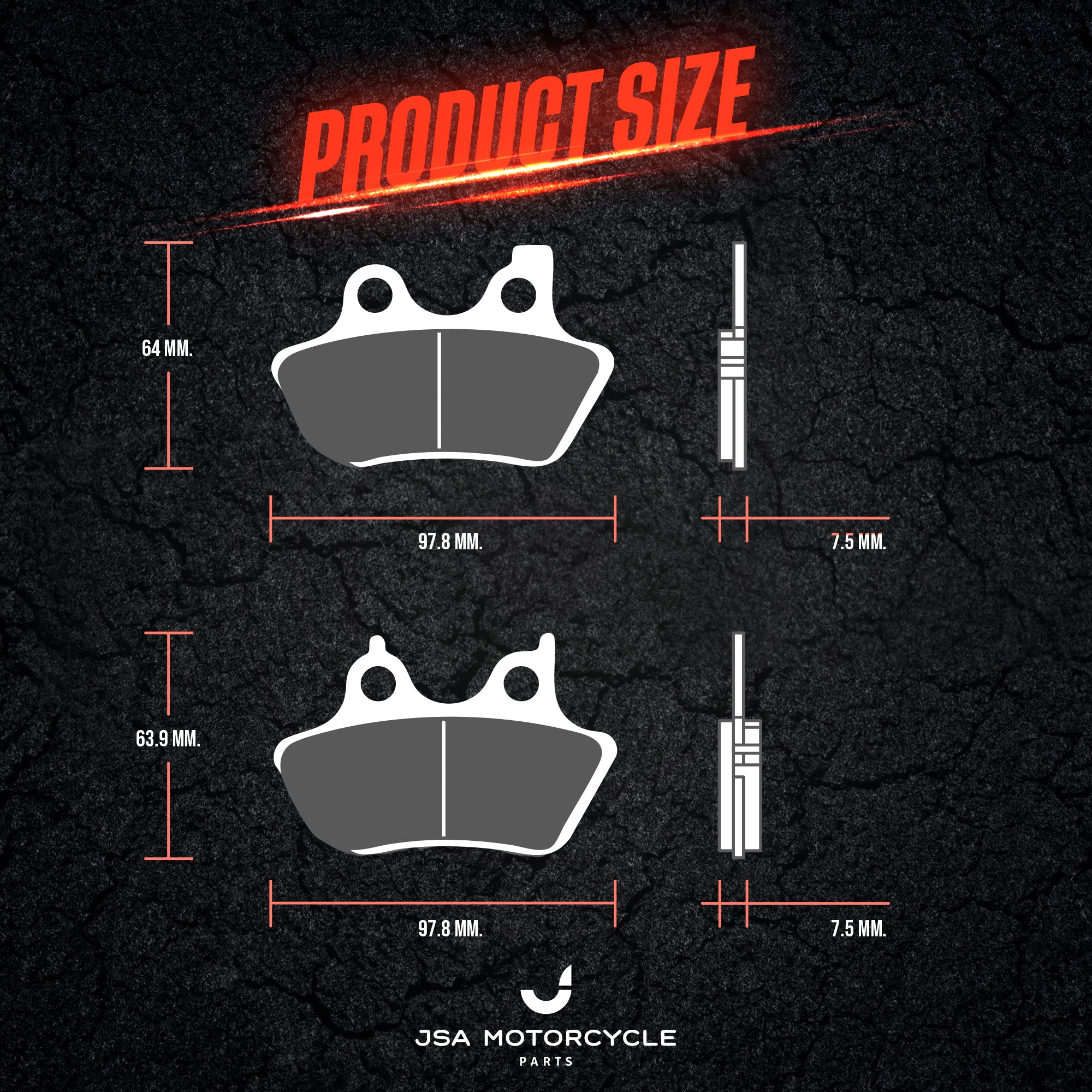 JSA Brake pads set, JSA 400, (Harley Davidson Street Glide F/R HH), JSA-E018594-400, Organic Friction Component, Copper-Plate