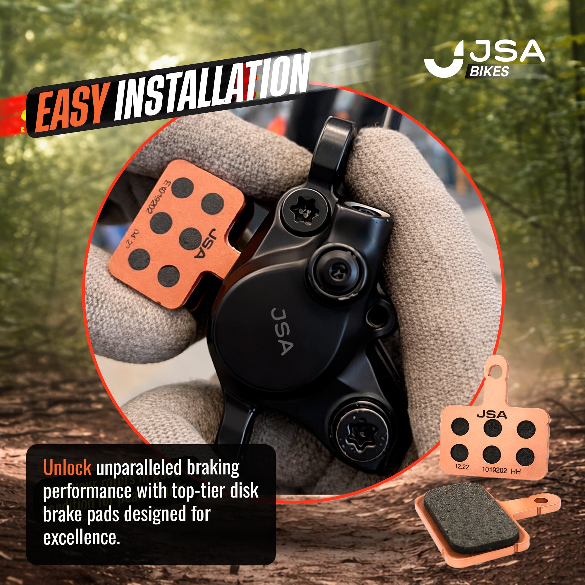 JSAB-1019202, Bycicle Brake Disc Pads, Organic Compound, Copper-Plate